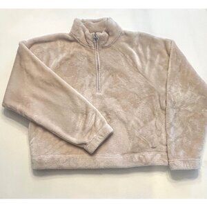 Hollister California Furry Teddy Bear Brown Quarter-Zip Pullover Sweatshirt M